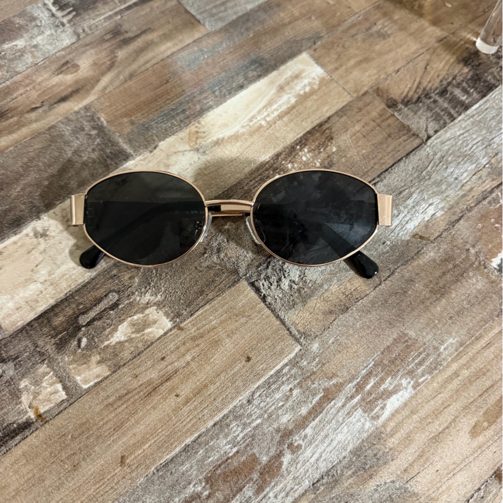 Round Black Lens Sunglasses with Gold Frame